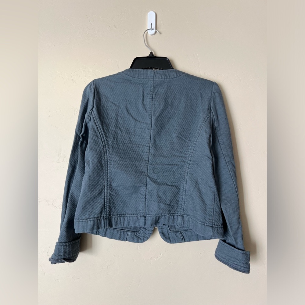 Ann Taylor LOFT Grey Full-Zip Cropped Jacket - Picture 3 of 5